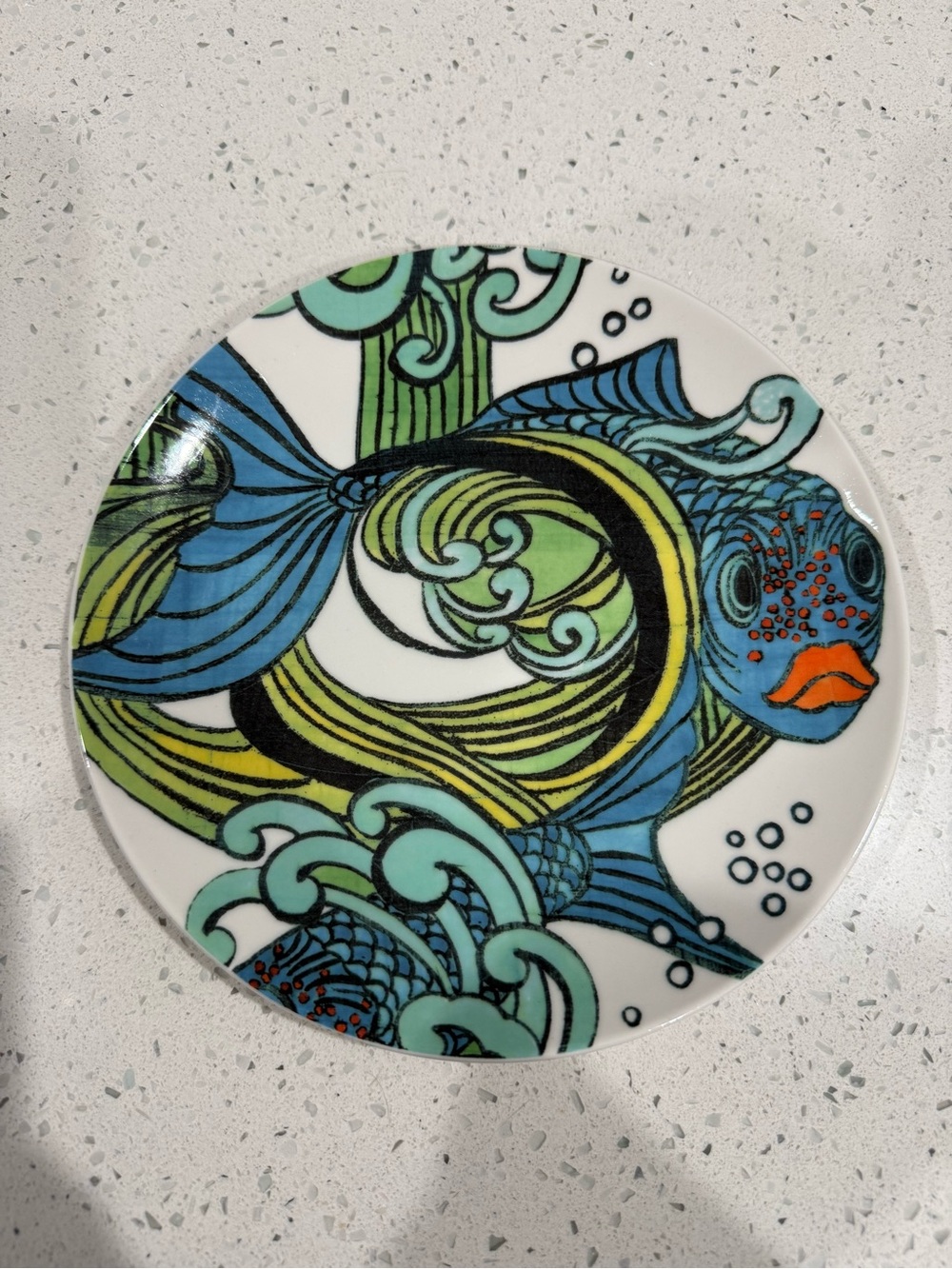 Anthropologie Blue Koi Fish Plate